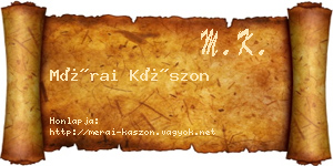 Mérai Kászon névjegykártya